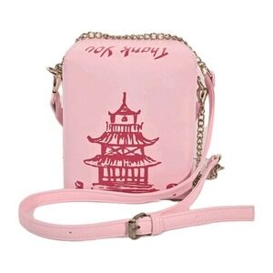 Chinese Take Out Purse Faux Leather Pink Crossbody Thank You Bag‎